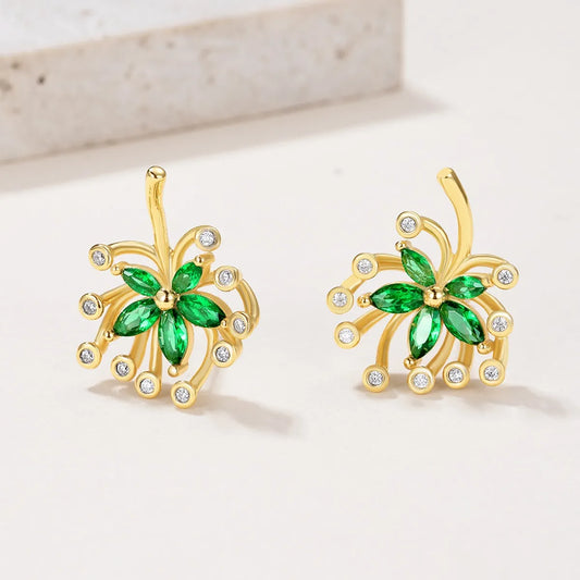 925 Sterling Silver Moissanite Stud Earrings Gold One Size Easy Apparels