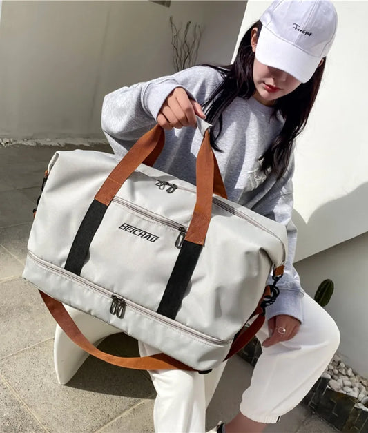 Oxford Cloth Oversize Travel Bag Gray One Size Easy Apparels