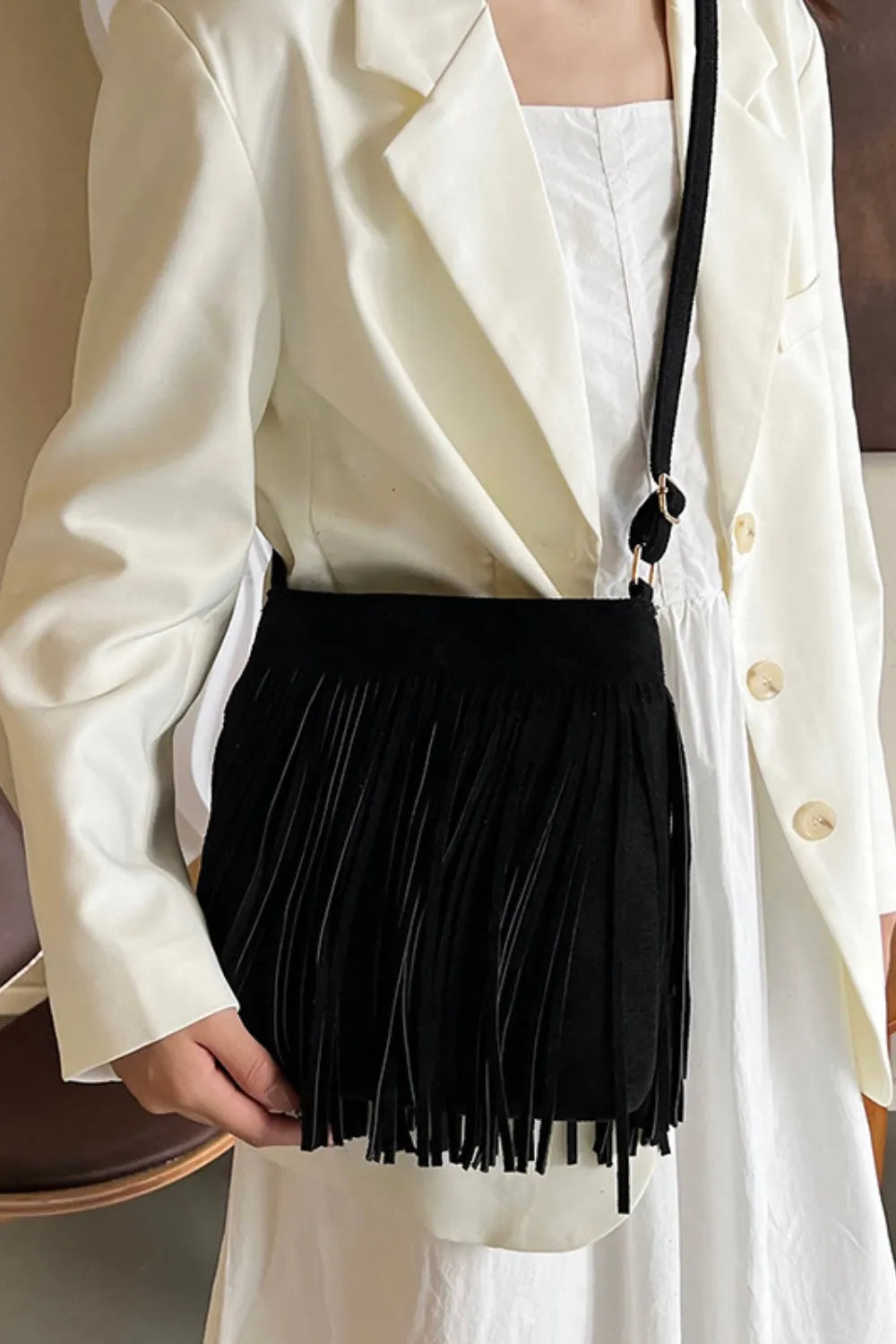 Suede Fringe Shoulder Bag Easy Apparels
