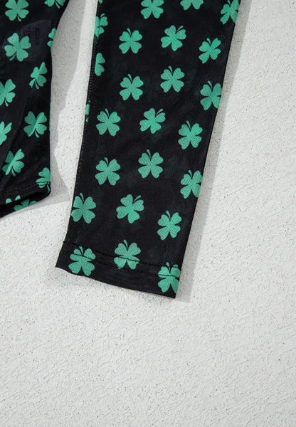 Trendsi Lucky Clover Mock Neck Long Sleeve Bodysuit