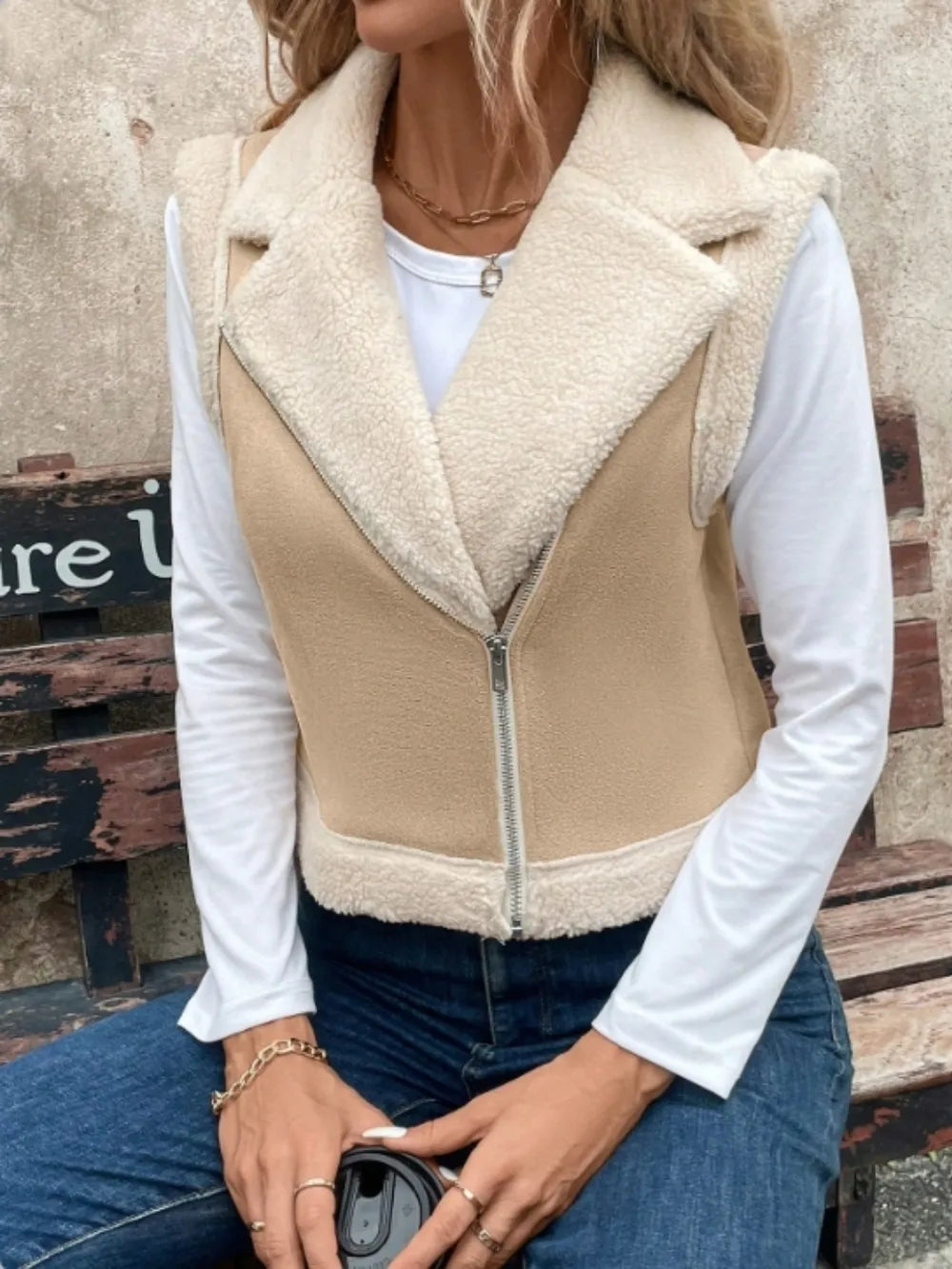 Zip Up Sherpa Vest Coat Easy Apparels