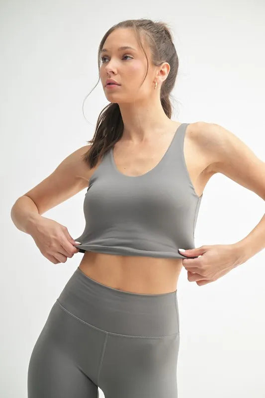 MONO B Venice Cloud Light U-back Active Tank NEW PEWTER Easy Apparels