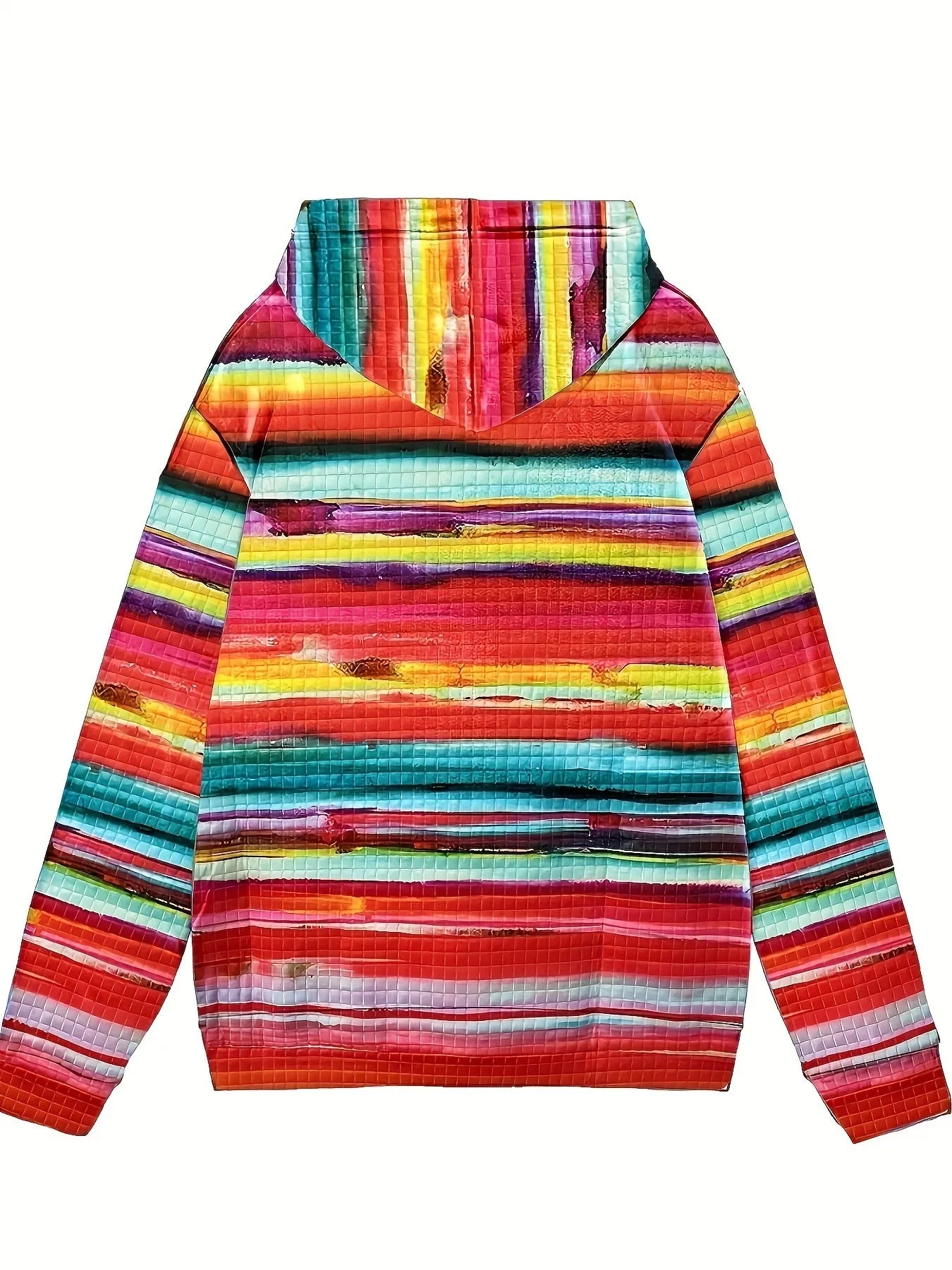 Trendsi Drawstring Striped Kangaroo Pocket Hoodie