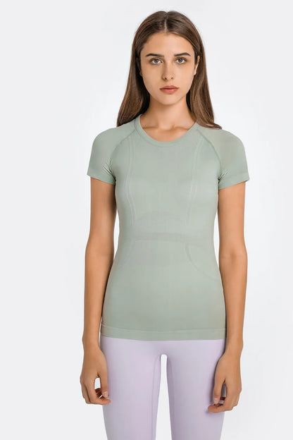 Millennia Round Neck Short Sleeve Active T-Shirt Sage Easy Apparels