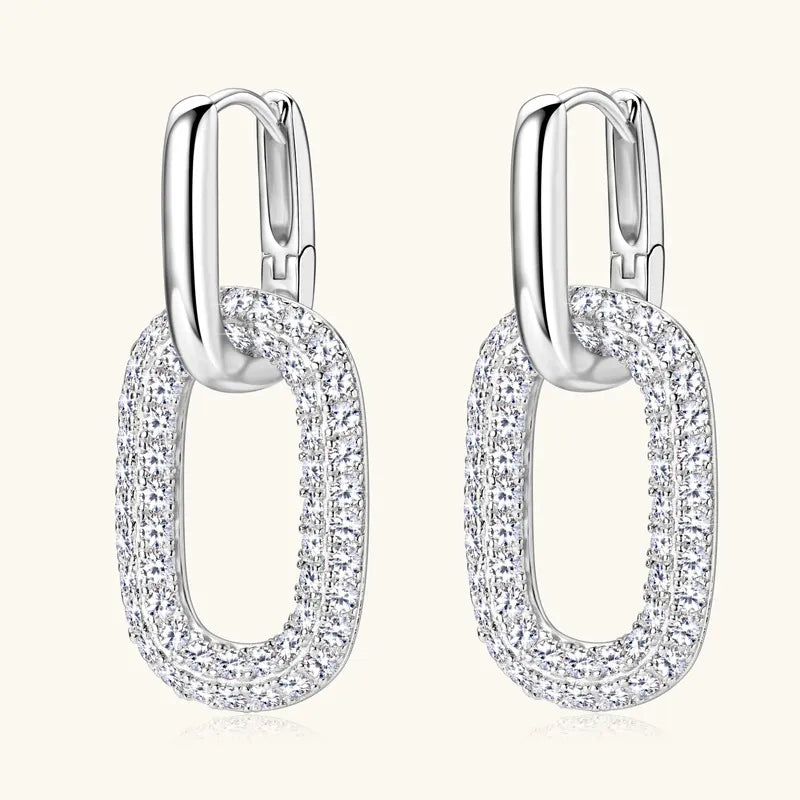 2.16 Carat Moissanite 925 Sterling Silver Earrings Silver One Size Easy Apparels