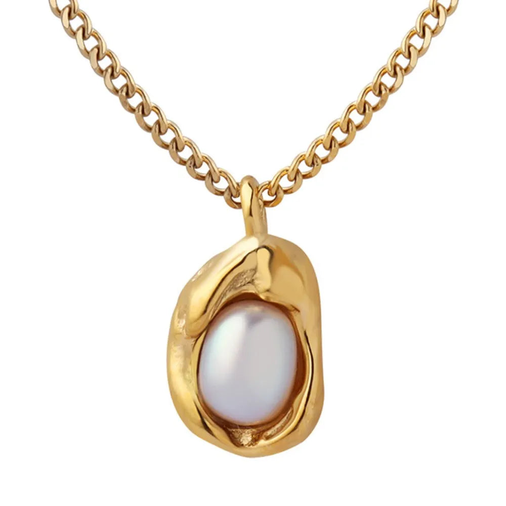 18K Gold-Plated Pearl Pendant Necklace Easy Apparels
