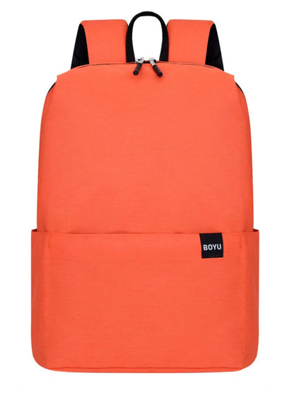 Solid Color Nylon Backpack Bag Orange One Size Easy Apparels