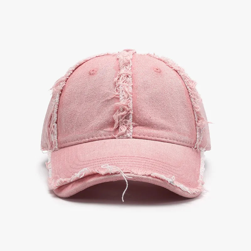 Raw Hem Cotton Baseball Cap Dusty Pink One Size Easy Apparels
