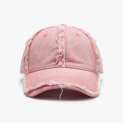 Raw Hem Cotton Baseball Cap Dusty Pink One Size Easy Apparels