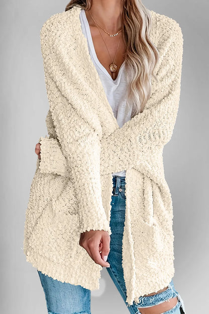 Double Take Pocketed Open Front Long Sleeve Cardigan Easy Apparels