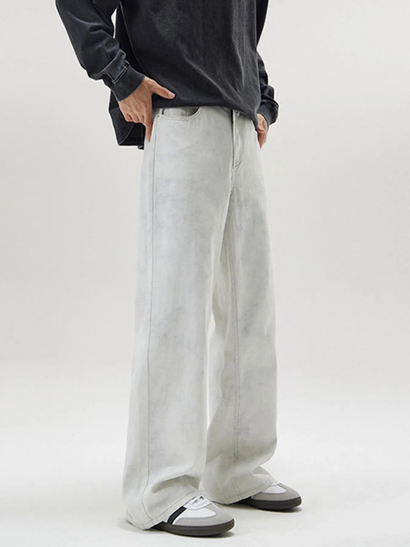 Men's Full Size Washed Wide Leg Pants Plus Size Easy Apparels