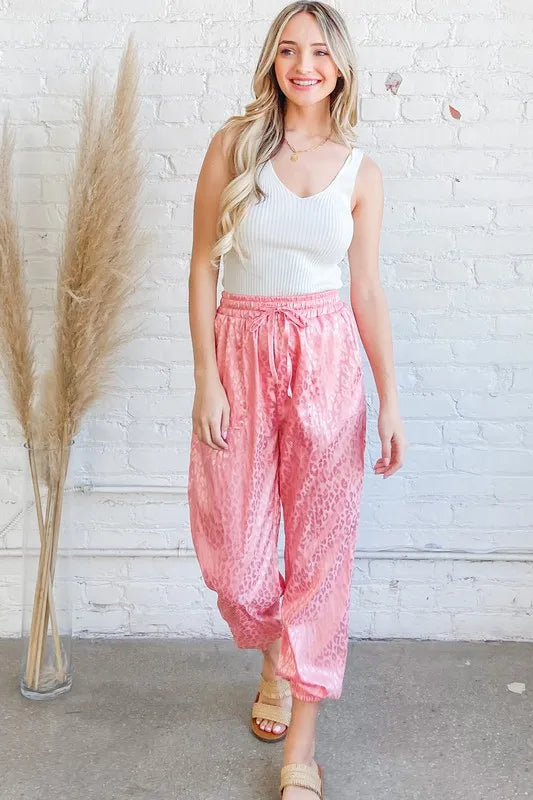 And The Why Satin Leopard Print Joggers Easy Apparels
