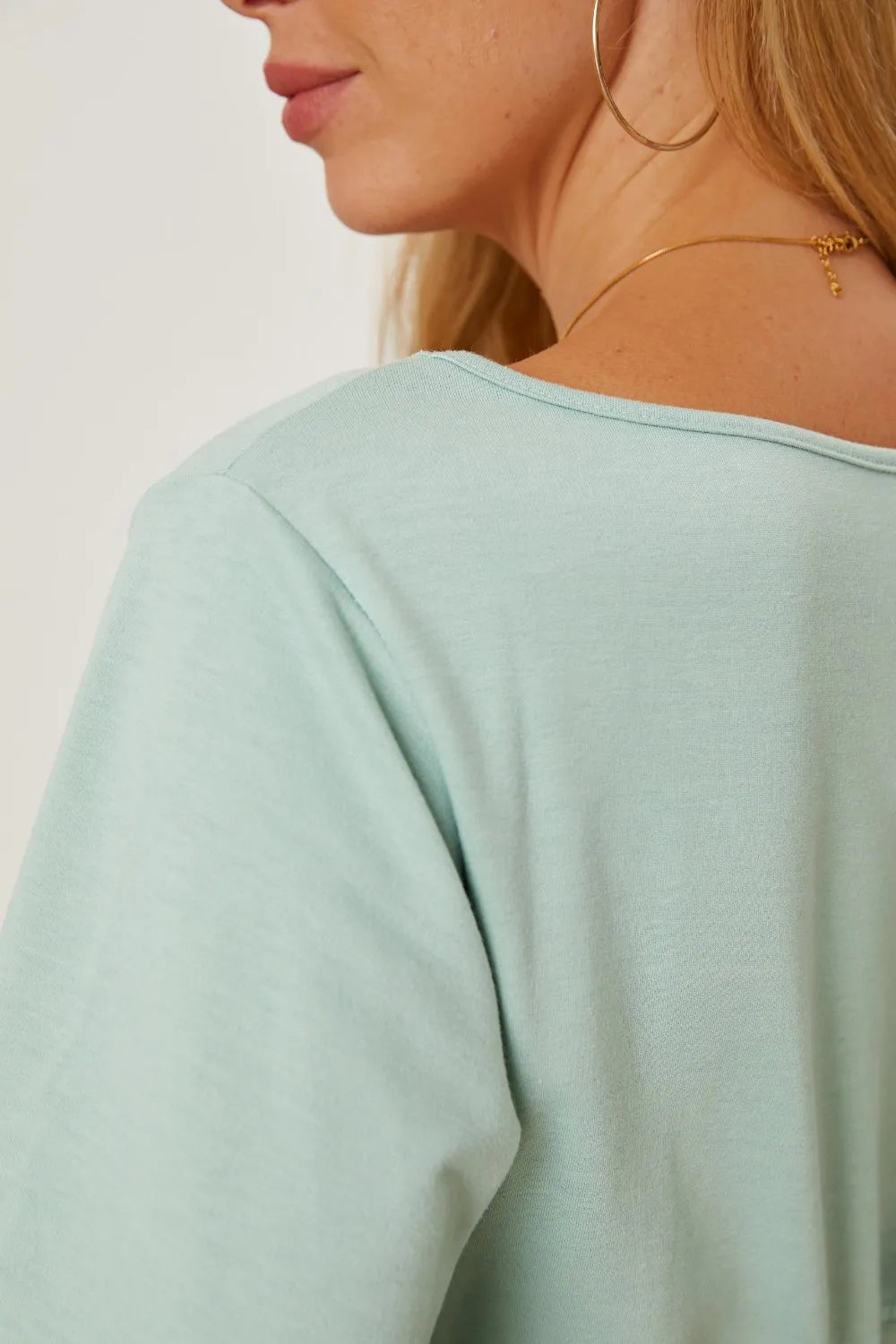 Trendsi Boat Neck Lantern Sleeve Blouse