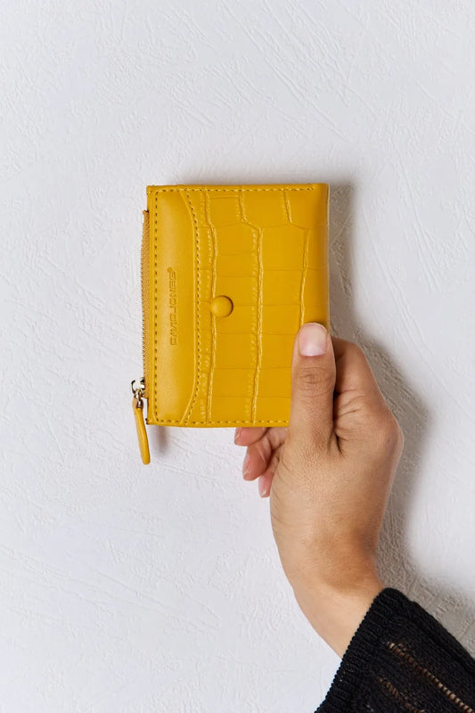 David Jones Texture PU Leather Mini Wallet YELLOW One Size Easy Apparels