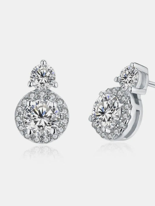 1 Carat Moissanite 925 Sterling Silver Earrings Silver One Size Easy Apparels