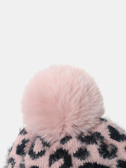 Leopard Hat with Pompom Easy Apparels