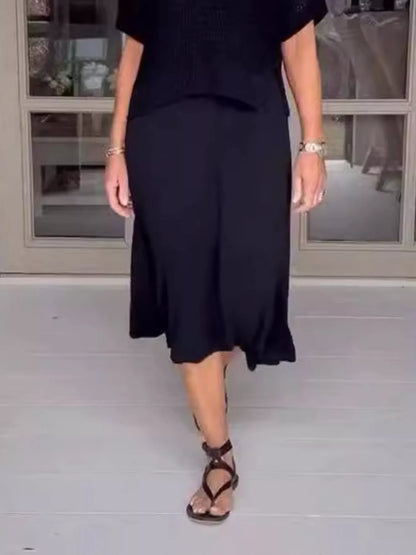 Full Size Openwork Knit Cover Up and Dress Set Plus Size Easy Apparels