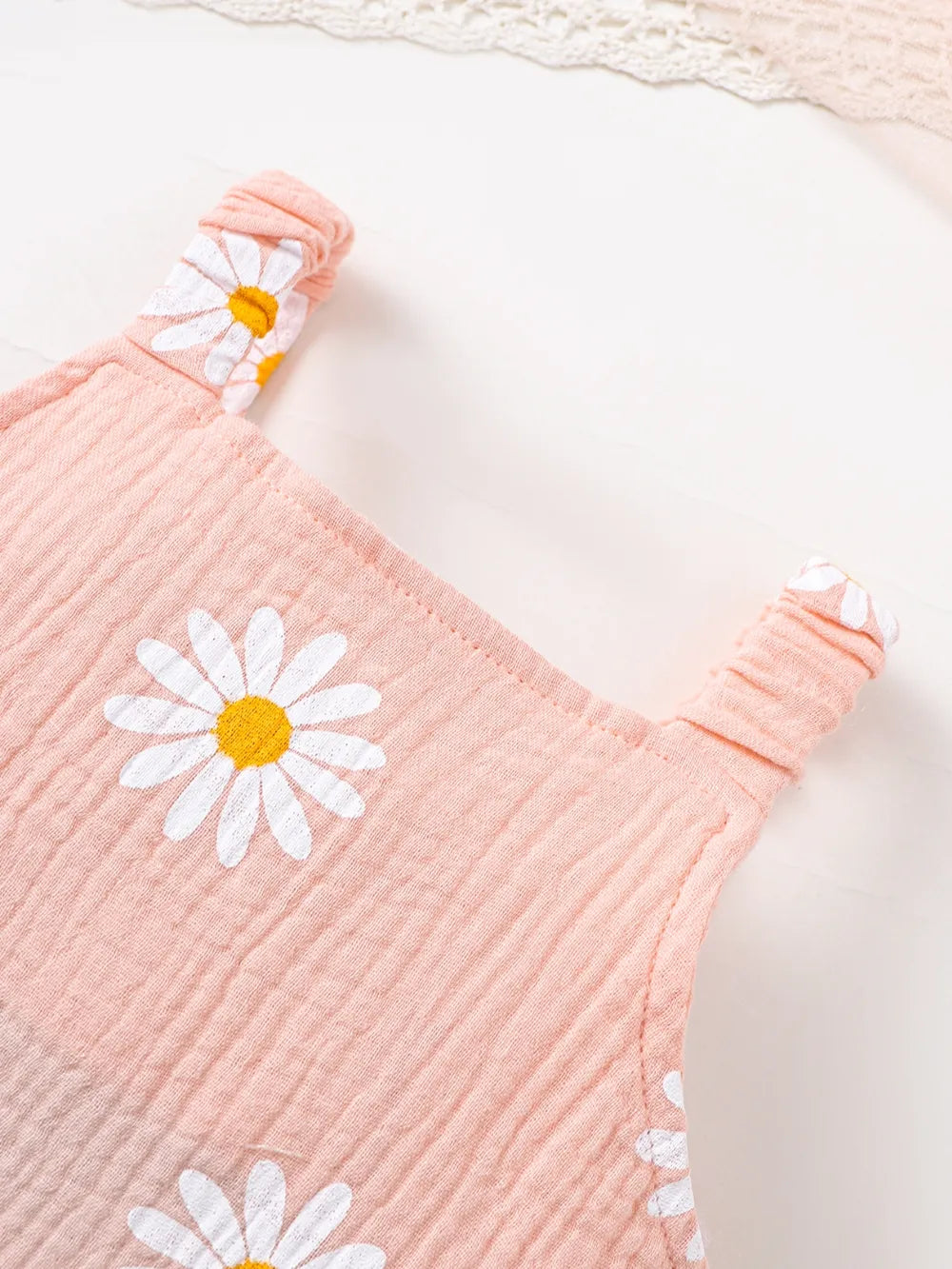 Children's Daisy Textured Wide Strap Romper and Hat Set Easy Apparels