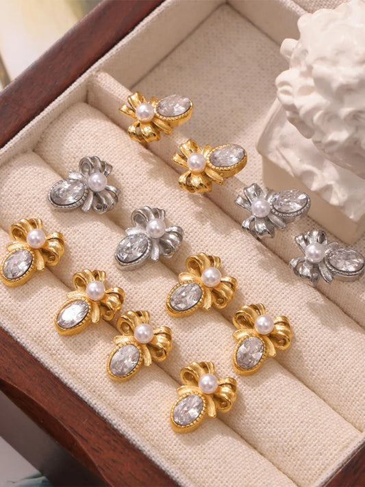 Titanium Steel Bow Stud Earrings Easy Apparels