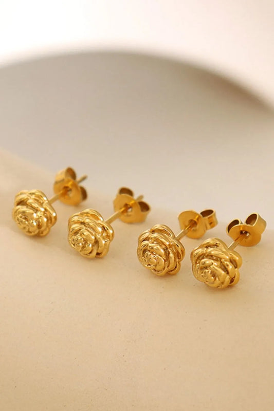 Titanium Steel Flower Stud Earrings Gold One Size Easy Apparels