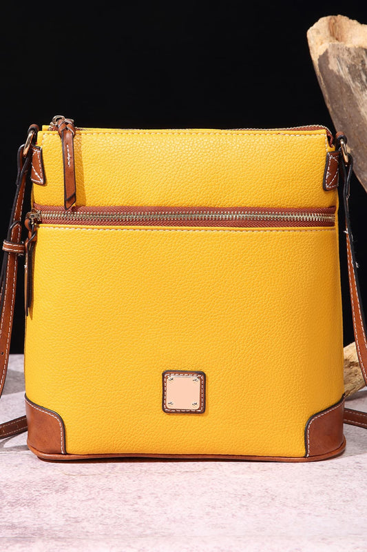 PU Leather Crossbody Bag Mustard One Size Easy Apparels