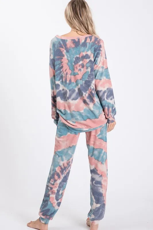 BiBi Tie Dye French Terry Casual Pants Easy Apparels