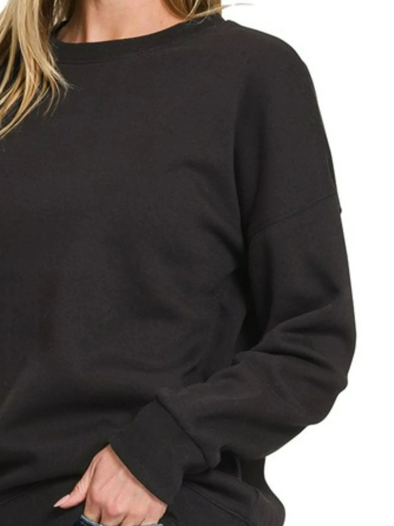 Trendsi Zenana Full Size Fleece Drop Shoulder Sweatshirt Plus Size