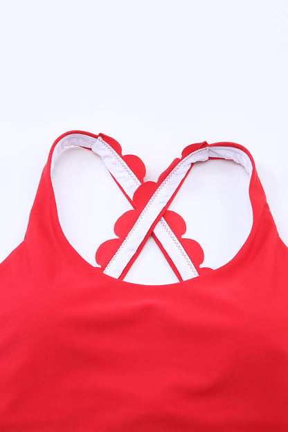 Crisscross Scoop Neck Swim Top Easy Apparels