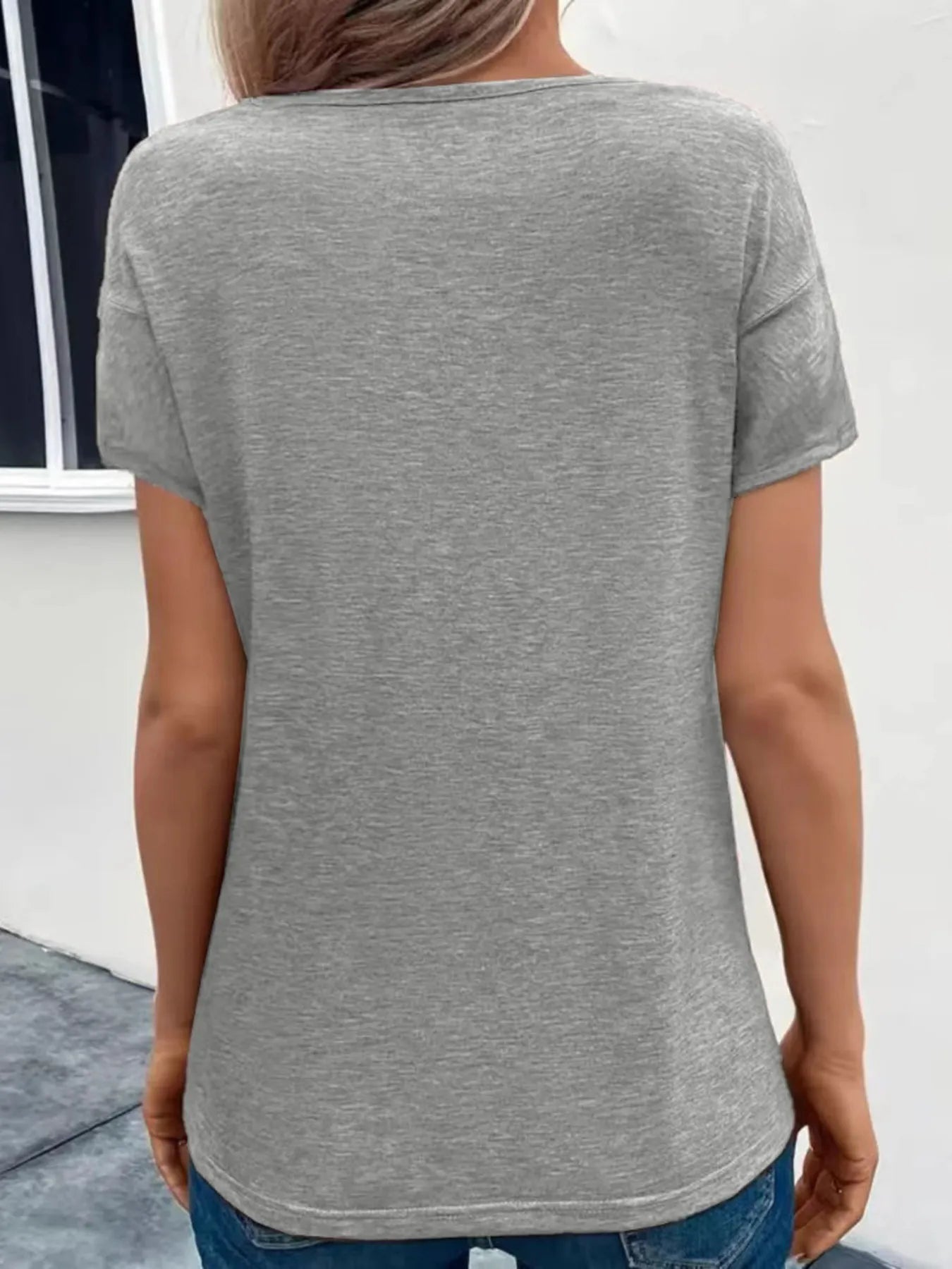 Trendsi Short Sleeve V-Neck Ruched T-Shirt