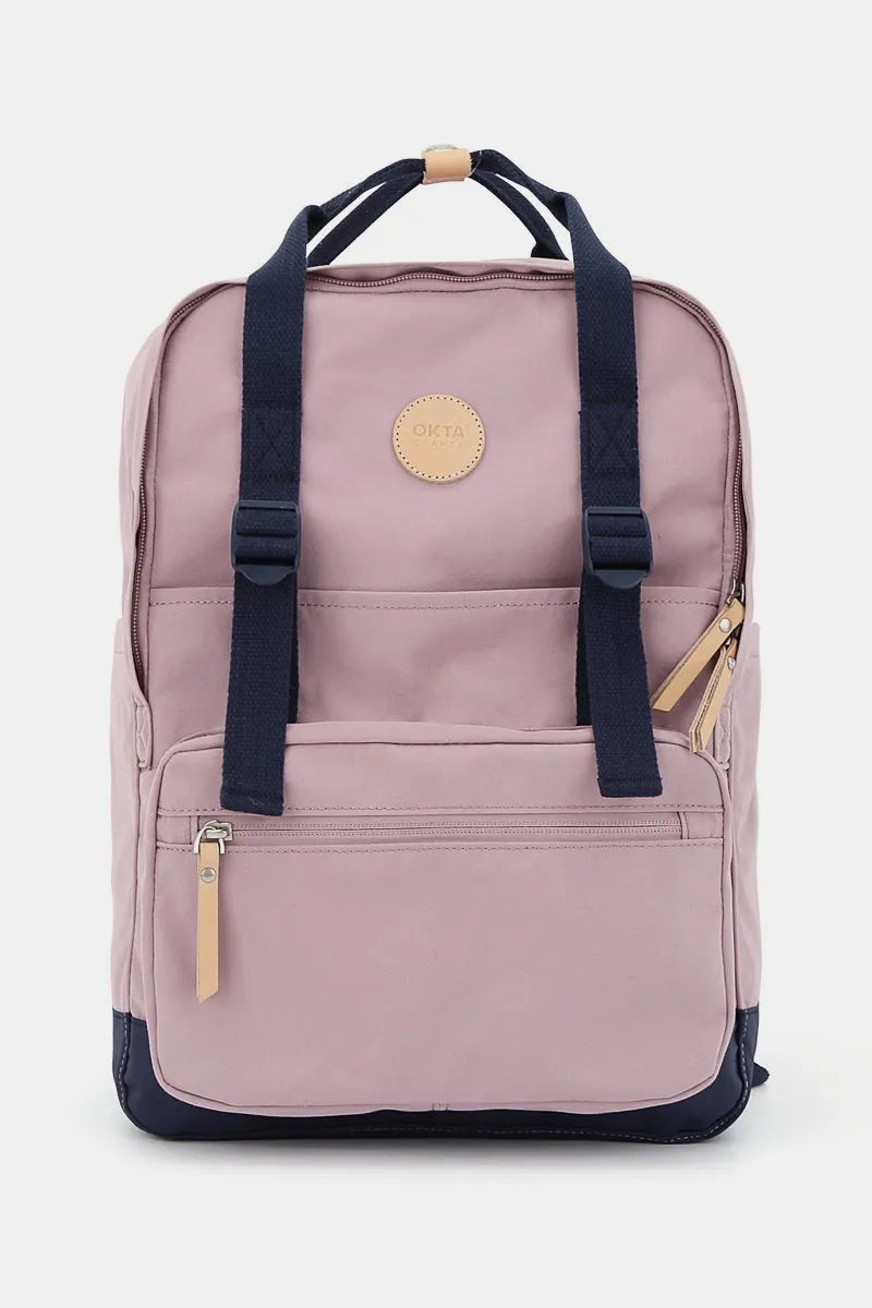 Himawari Waterproof Canvas Backpack Bag with Side Pockets Light Mauve One Size Easy Apparels