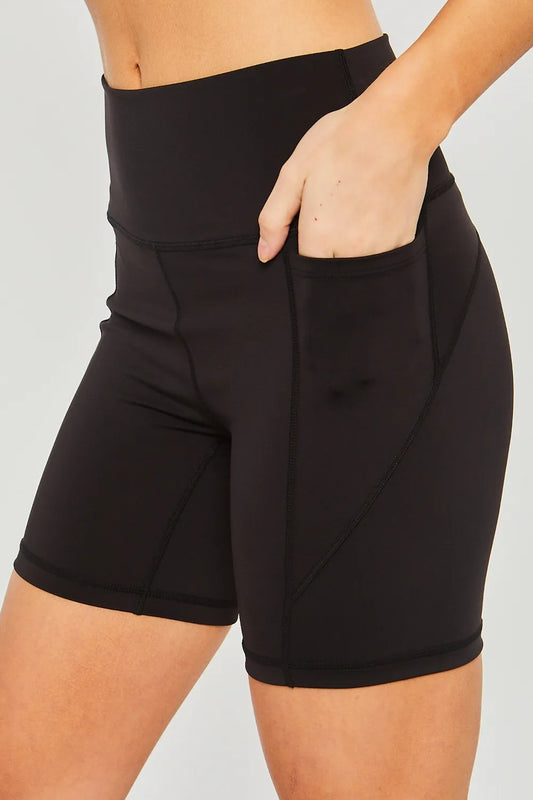 Love Tree High Waist Seam Detail Active Shorts Black Easy Apparels