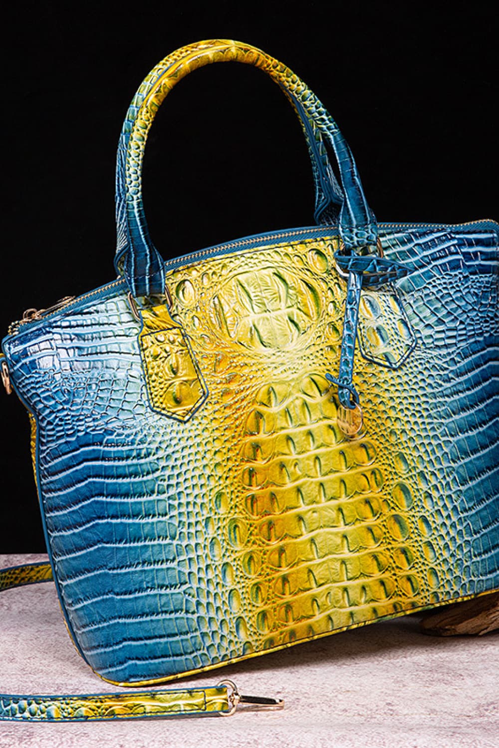 Gradient PU Leather Handbag Yellow Blue One Size Easy Apparels
