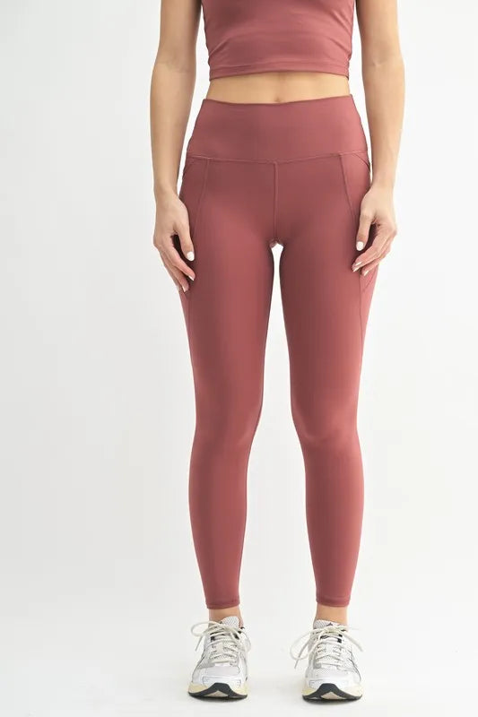 MONO B Venice Cloud Light Sculpt High-Waisted Leggings RED PEAR Easy Apparels