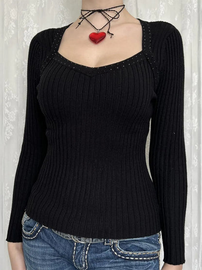 Trendsi Long Sleeve Ribbed Knit Top
