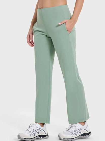 Millennia Pocketed High Waist Active Pants Easy Apparels