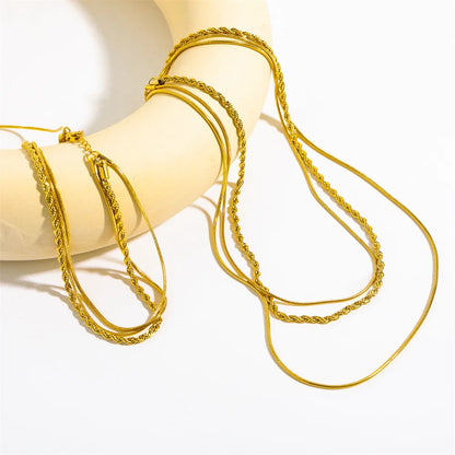 18K Gold-Plated Titanium Steel Three-Layered Necklace Easy Apparels