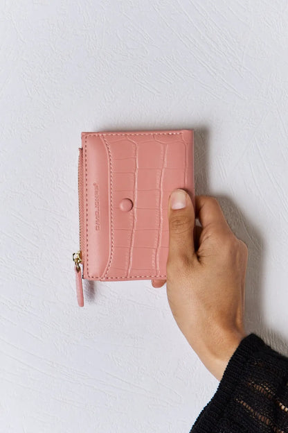David Jones Texture PU Leather Mini Wallet PINK One Size Easy Apparels