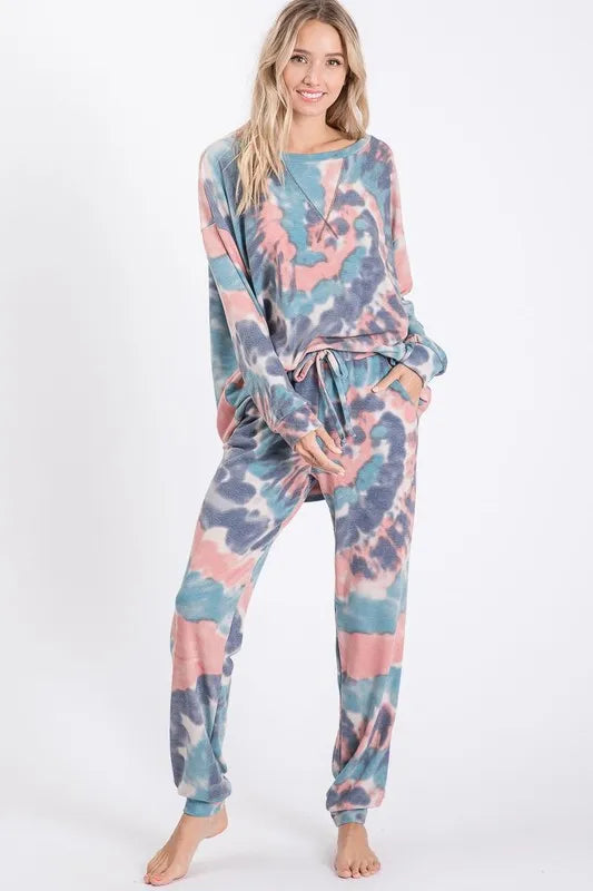 BiBi Tie Dye French Terry Casual Pants Easy Apparels