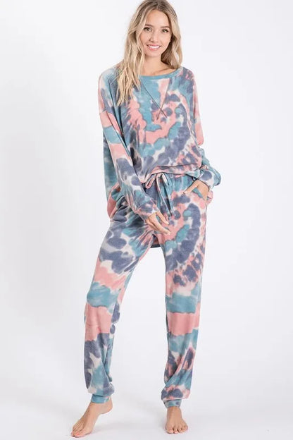 BiBi Tie Dye French Terry Casual Pants Easy Apparels