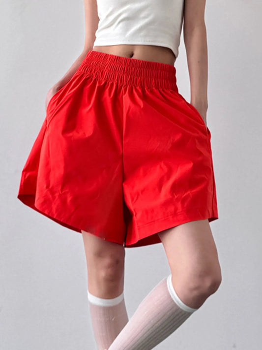 Smocked Wide-Leg Shorts Orange Easy Apparels