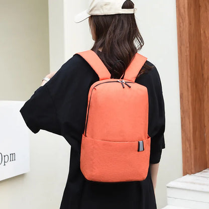 Solid Color Nylon Backpack Bag Orange One Size Easy Apparels