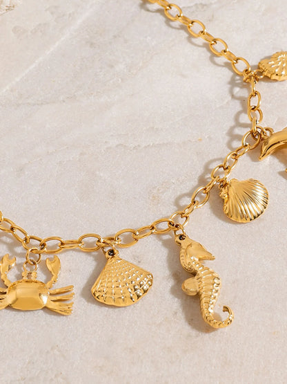 18K Gold-Plated Stainless Steel Ocean Theme Necklace Easy Apparels