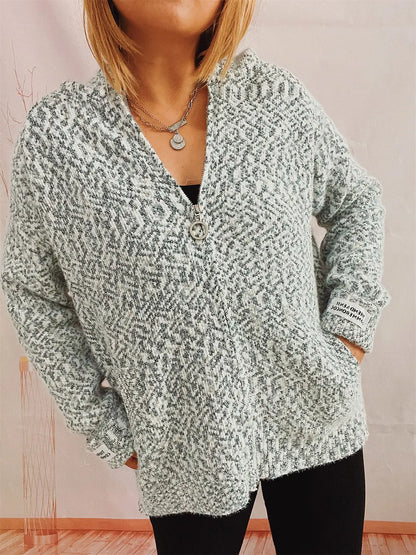 Zip Up Drawstring Long Sleeve Hooded Sweater Charcoal Easy Apparels
