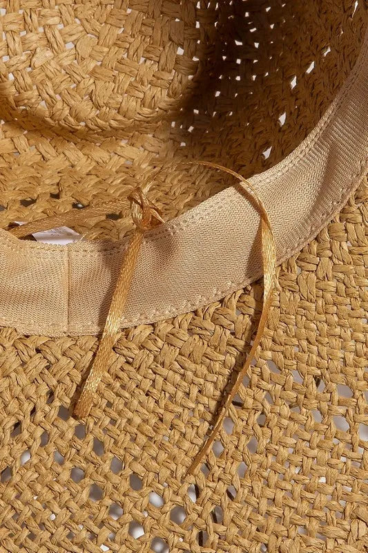 Fame Mixed Beaded Strap Western Fedora Straw Hat Easy Apparels