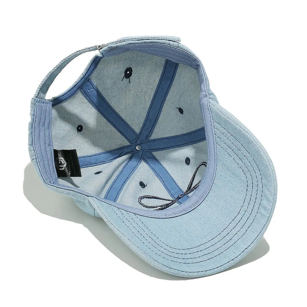 Bow Embroidered Denim Baseball Cap Easy Apparels