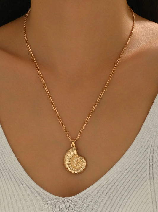 18K Gold-Plated Shell Pendant Necklace Gold One Size Easy Apparels