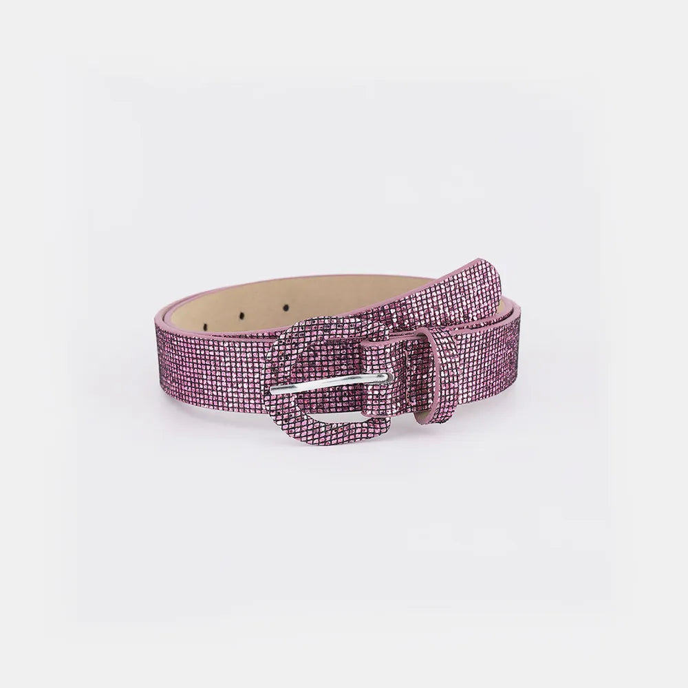 Sequin PU Leather Belt Moonlit Mauve Easy Apparels