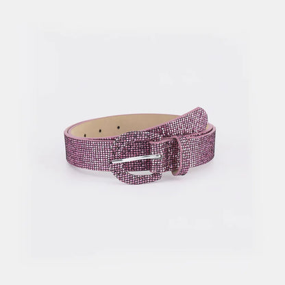 Sequin PU Leather Belt Moonlit Mauve Easy Apparels
