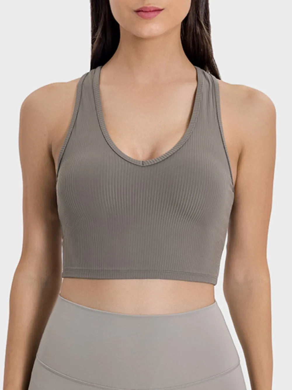 Millennia Scoop Neck Wide Strap Active Tank Mocha Easy Apparels
