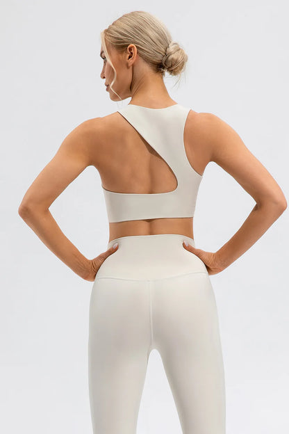 Round Neck Cutout Cropped Active Tank Easy Apparels